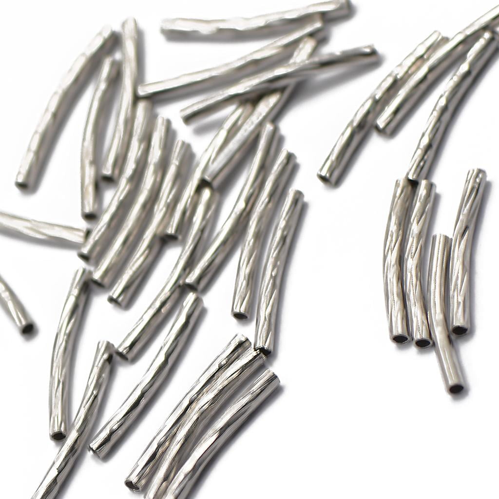 50pc Silver Plated Metal Tube Swirl Spacer Beads for Jewelry making DIY 20mm 
