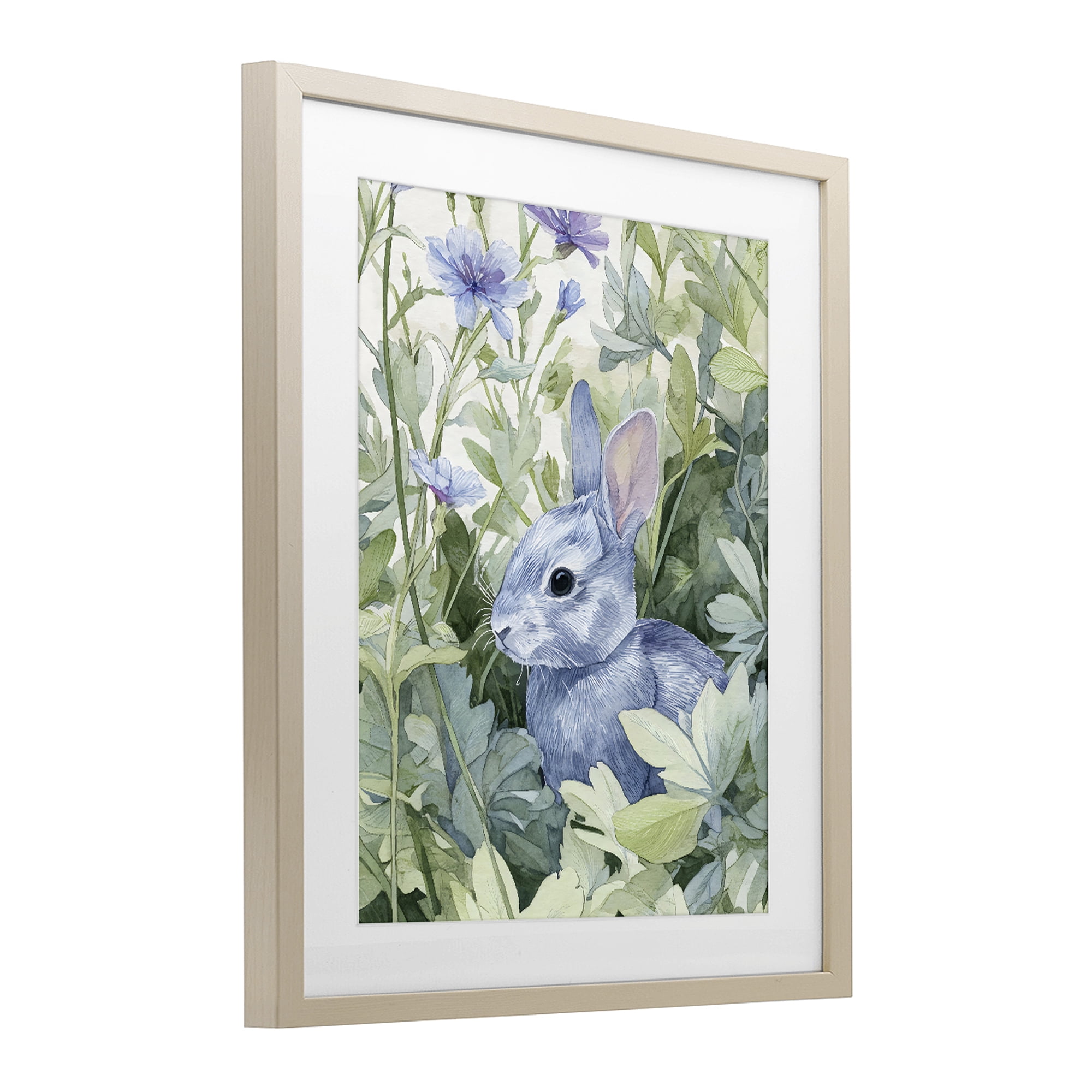 Stupell Industries Blue Bunny Among Leaves Birch Framed Print Under Glass, design by Franklyn Gregory
