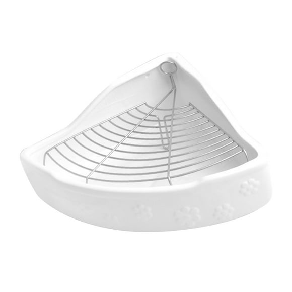 Caja de arena para conejos, caja de arena esquinera, caja de inodoro esquinera con forma de abanico, antisalpicaduras Blanco