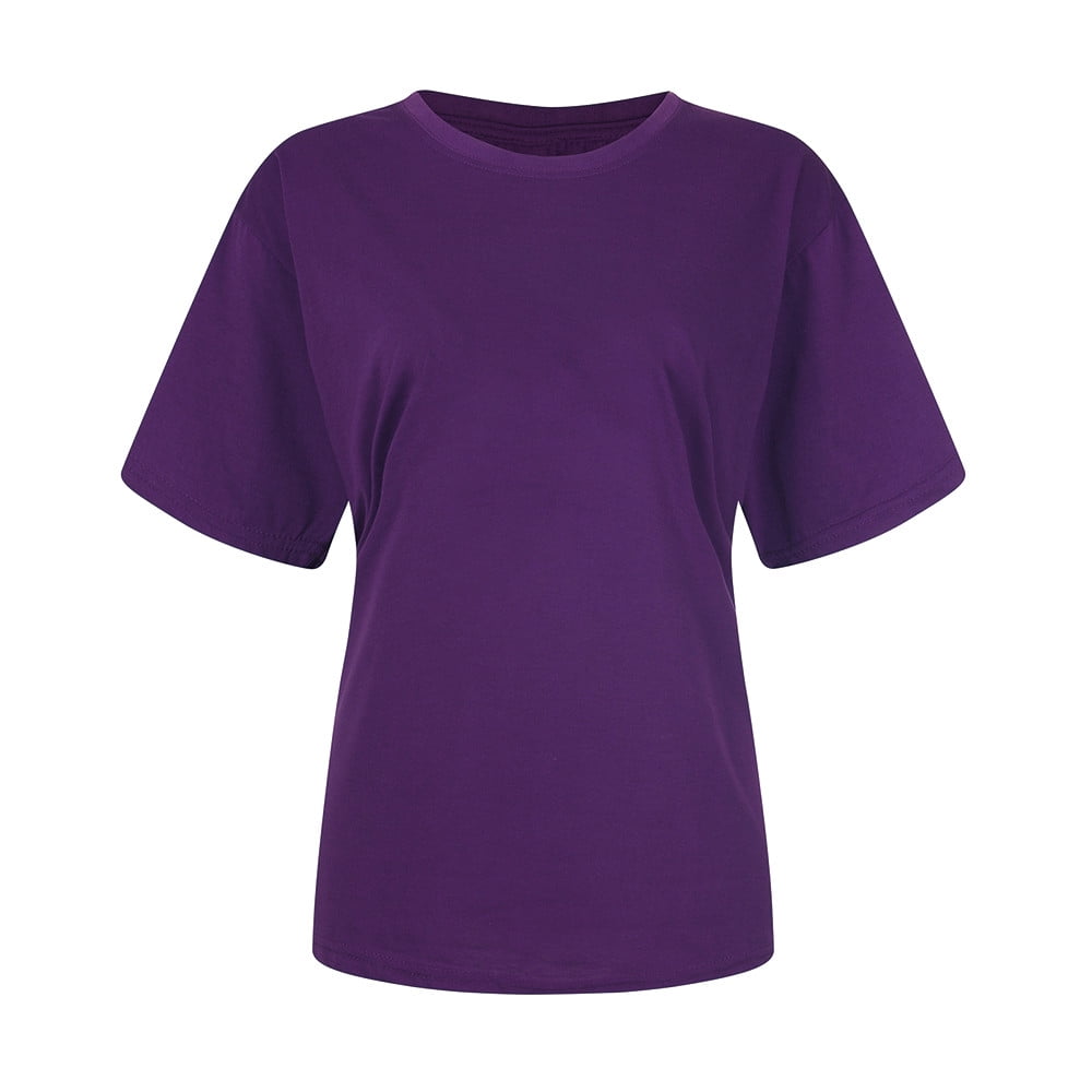 tklpehg Womens T Shirts Short Sleeve Loose Comfy Tunic Lightweight Crewneck Tops Trendy Leisure Summer Funny Letter Print Graphic Tee Shirt Purple L