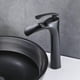 thumbnail image 1 of Black Waterfall Sink Faucet, Bathroom Faucet with High Spout, Brass, 1 of 5