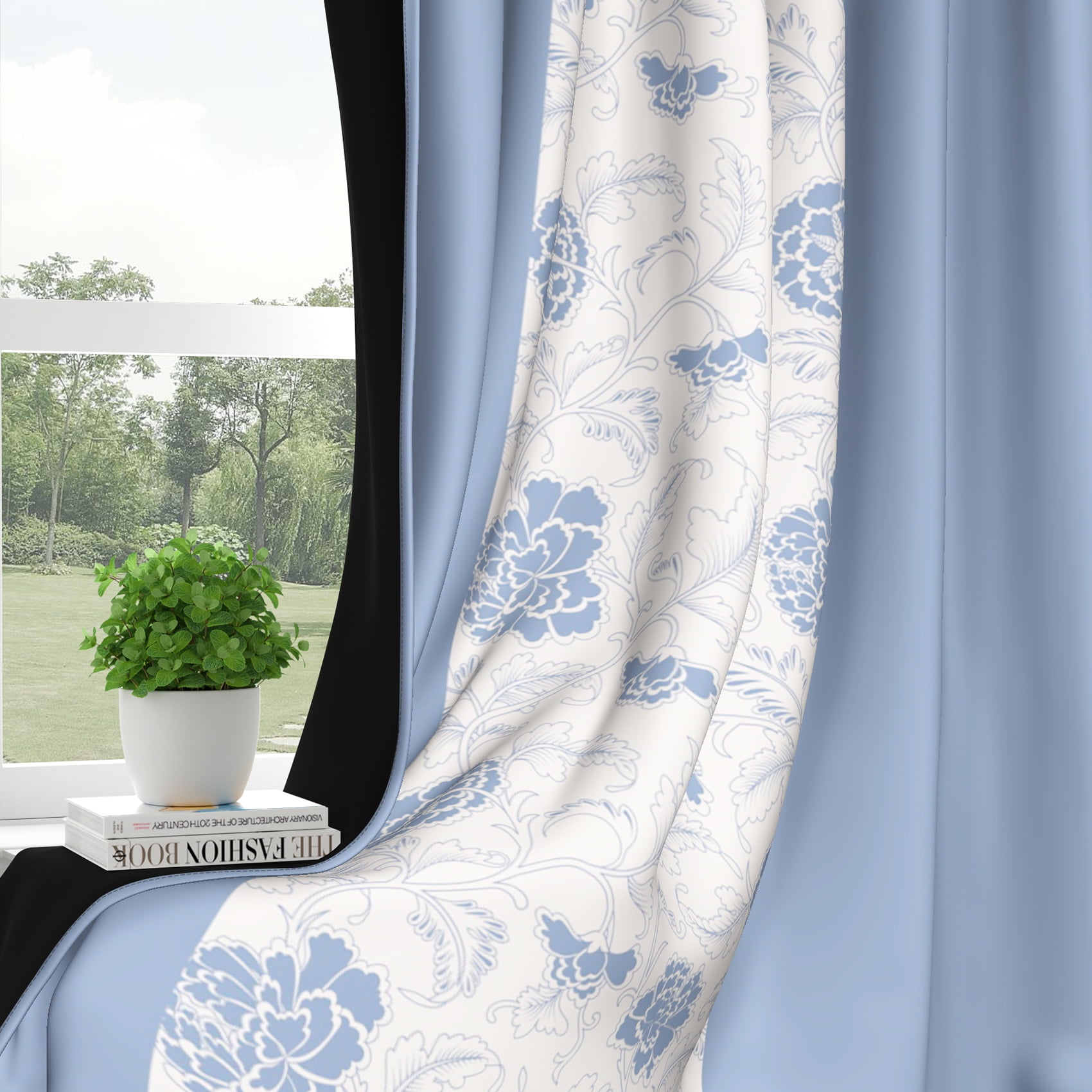 Blue Blackout Window Curtains for Living Room,Thermal Insulated Curtains,52x84 Inch,Set of 2
