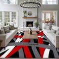 thumbnail image 3 of 5'x8' Area Rugs, Red Black Geometric Indoor Outdoor Area Rug for Living Room Bedroom, Modern Art Abstract Grey Line Washable Bathroom Rugs Kitchen Floor Carpet Mats Home Decor Aesthetic, 3 of 8