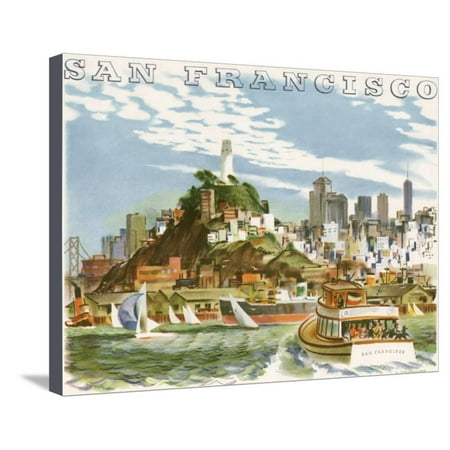 Coit Tower and North Beach. San Francisco Stretched Canvas Print Wall