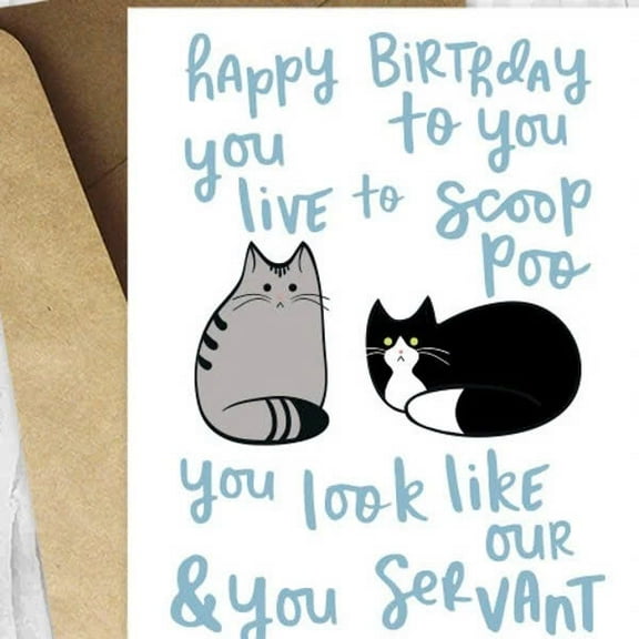 Happy Birthday Card for Cat Lovers – Funny Cats Design with Humorous Message – Blank Inside, Envelope Included – Perfect for Pet Owners and Cat Enthusiasts