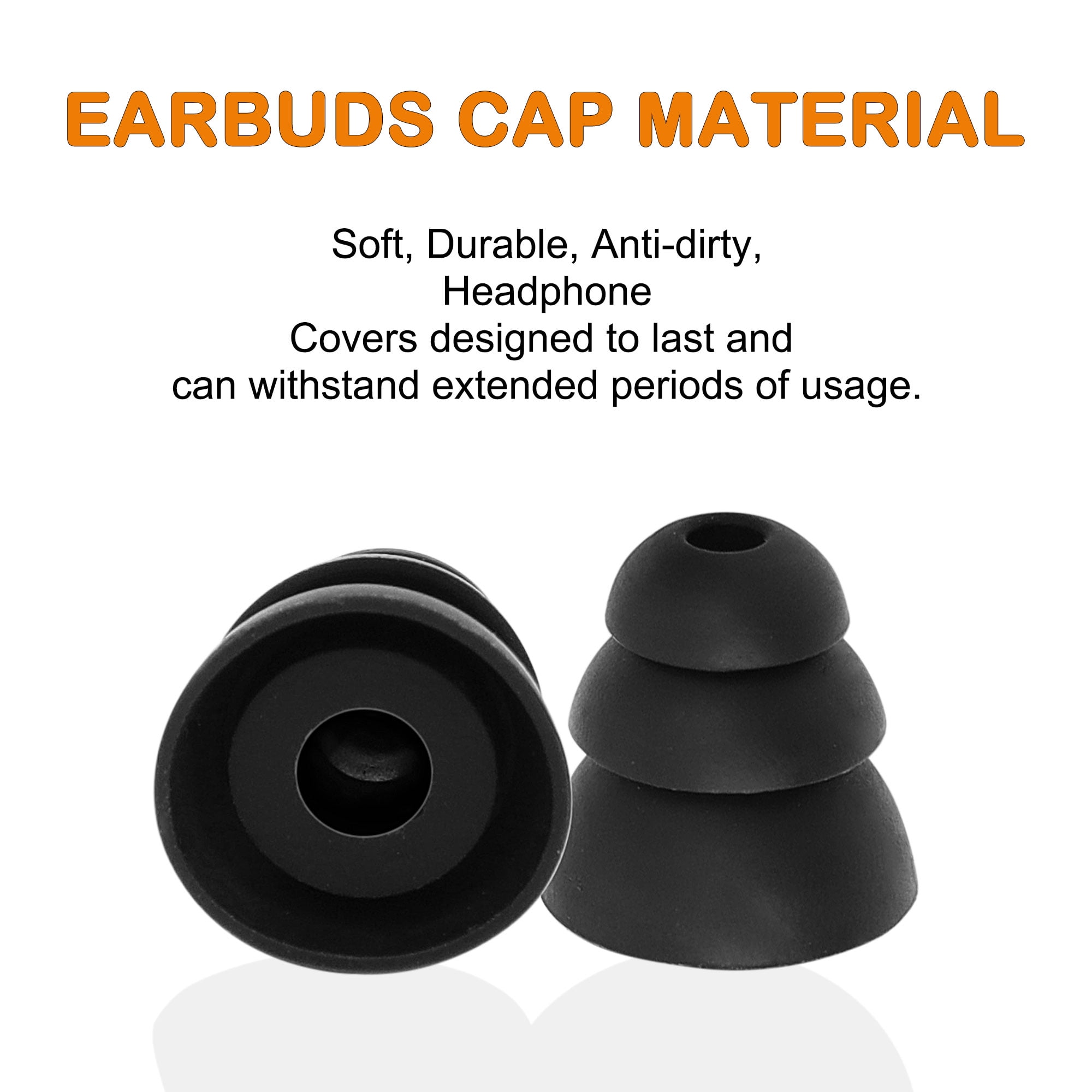 Unique Bargains Black 10pcs Silicone Earbuds 3 Flange Earbud Tips Fit 4mm-5mm Earplugs