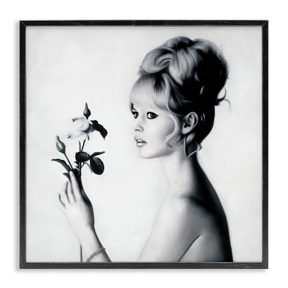 Stupell Industries Art Deco Famous People Bardot Portrait Black Framed Giclee Art, 12 x 12, by Urban Road