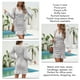 thumbnail image 5 of Vestido cruzado con cuello en V y manga larga con dobladillo con volantes y estampado floral Vestido ajustado con pliegues y puños acampanados de gasa para mujer Albaricoque M, 5 of 6