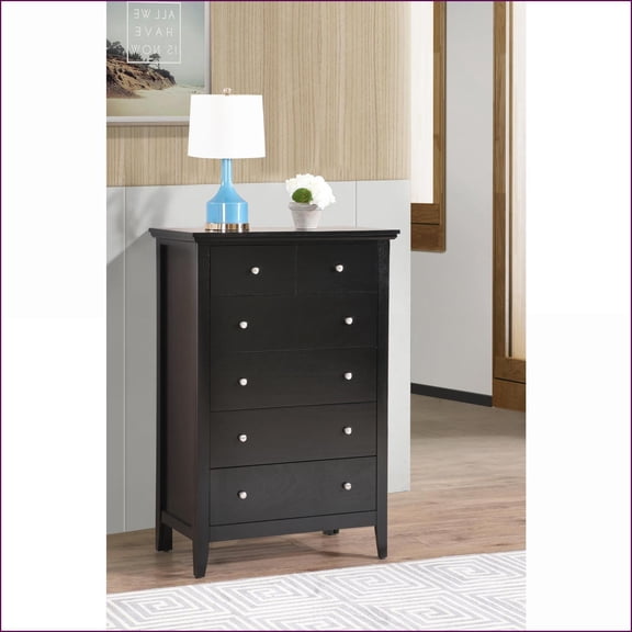 Chests & Wardrobes: Contemporary Black Real Wood Veneer Storage Chest | 48"H x 32"W x 18"D | Black | Particle Board