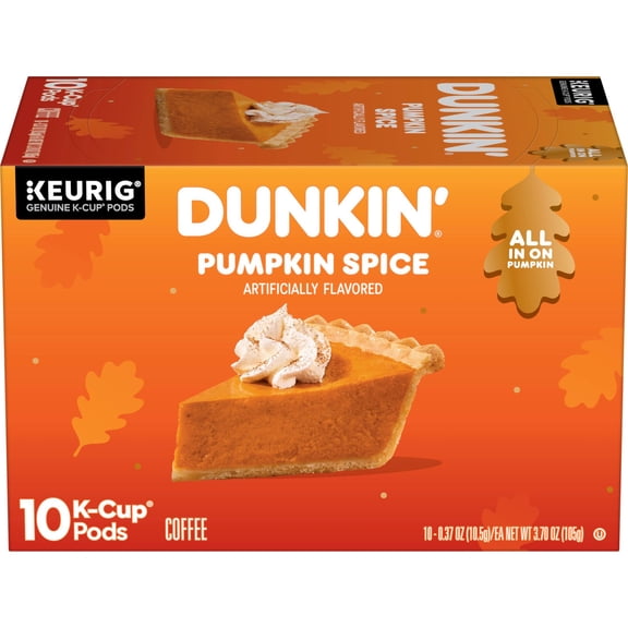Dunkin’ Pumpkin Spice Artificially Flavored Coffee, Keurig K Cup Pods, 10 Count Box