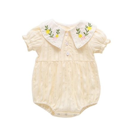 

Binmer Newborn Infant Baby Girls Peter Pan Collar Floral Romper Bodysuit Casual Clothes