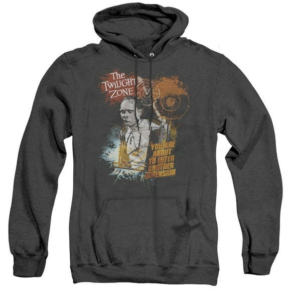 Twilight Zone Enter At Own Risk Adult Heather Hoodie Sweatshirt Black
