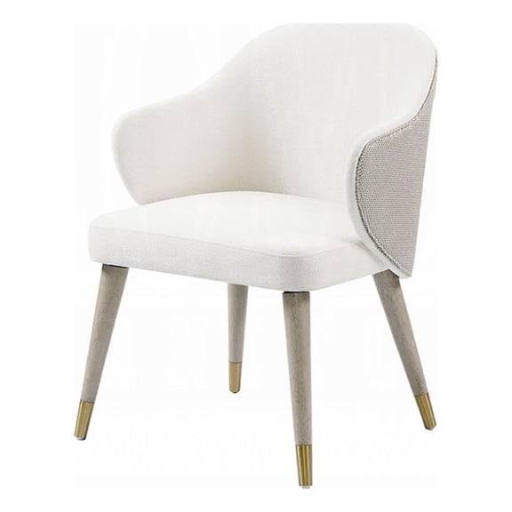 Arity Side Dining Chair Set of 2, Modern Light Gray Fabric, Gold Metal
