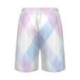 thumbnail image 3 of Men’s Sleep Shorts Relaxed Fit Lounge Pants with Pockets Mens Pajama Loungewear Home Wear Comfort Pastel Pink and Blue Plaid Small, 3 of 7