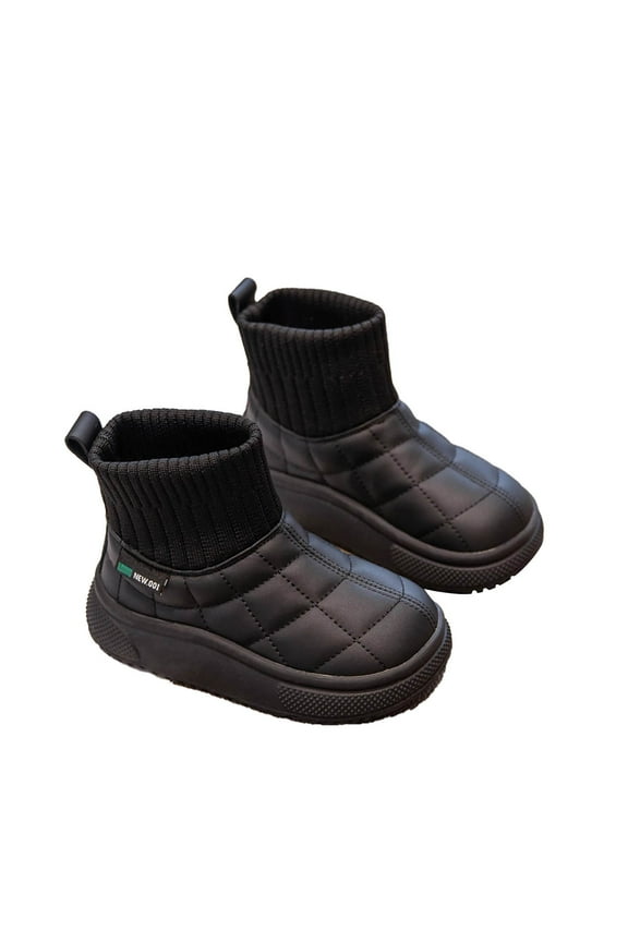 Kids Winter Warm Boots For Children With Non- Sole And Soft Wool Insulation Comfortable Outdoor Footwear Black 9.5-10 Years