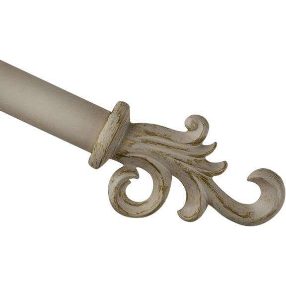 Urbanest Adjustable Single Curtain Rod Set Gilded Coda Finials – 1 - Inch Diameter, With French White Rod, 28–48 Inches