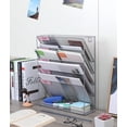 thumbnail image 4 of EasyPAG Wall File Holder 5 Tier Vertical Hanging File Organizer Wall Mount Paper Folder Rack with Bottom Flat Tray for Office and Home,Silver, 4 of 5