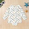 thumbnail image 2 of ASFGIMUJ Toddler Swimsuit Girl Long Sleeve Rashguard Shirts Floral Heart Print Swimwear Bathing Suit Baby Girl Bathing Suit,Size 2 Years-3 Years, 2 of 8