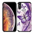 thumbnail image 2 of FINCIBO Purple Hybrid Case Hard Plastic TPU Slim Back Cover for Apple iPhone XS Max 6.5", 2 Tone Purple Butterfly, 2 of 8