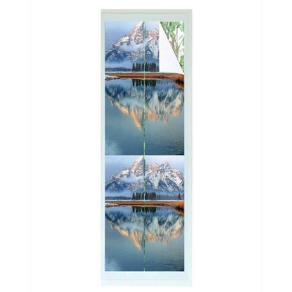 Window Privacy Film Grey Mountain Stained Glass Window Film Decorative Sun Block Window Cover Modern Art Forest Lake Window Clings Static Adhesive Sticker for Bathroom 17.7"x78.7"