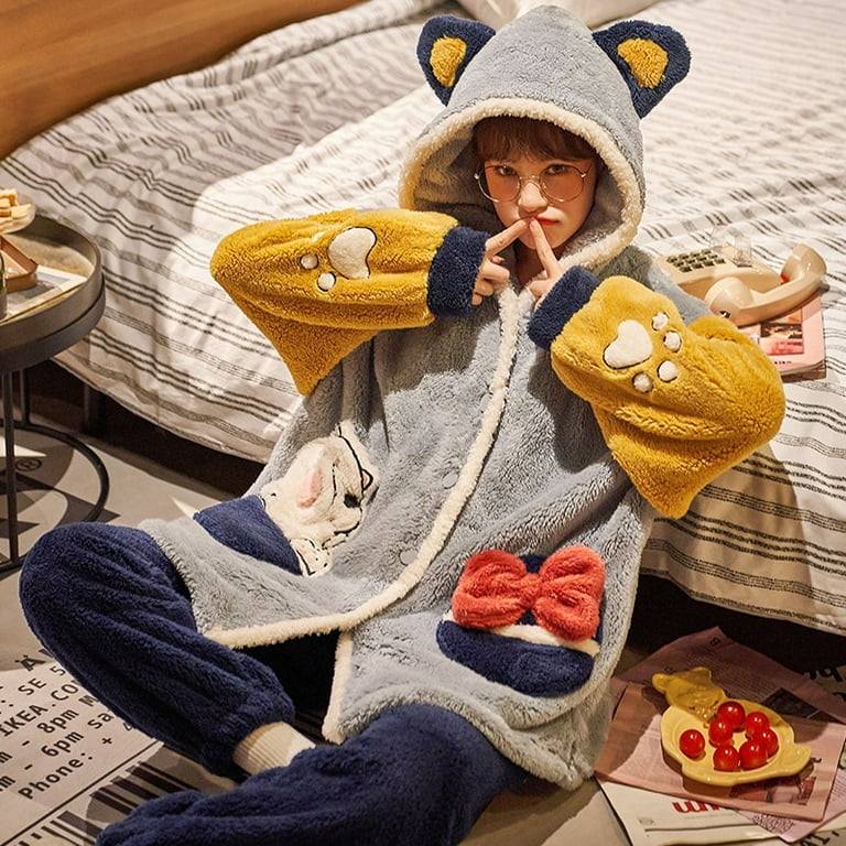 DanceeMangoo FUNISHI Plush Pajama Set Women Sleepwear Cartoon