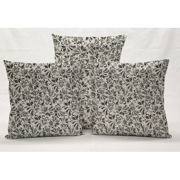 Paisley Pillowcase / Pillow Cover by Penny's Needful Things (12 x 12) (Black & Gray)