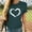 Green, variant on Ynynloco Womens Plus Size Women Short Sleeves O-neck Heart-shaped Print Casual Tops Blouse T-shirt