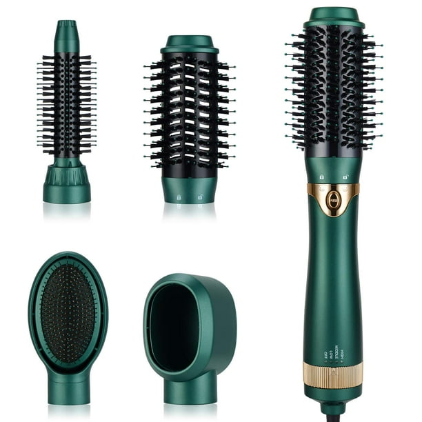 Secador de pelo y cepillo de cerámica verde retro Necmuaih, 4 en 1, ligero, seguro y silencioso.