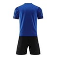 thumbnail image 4 of 2 Piece Soccer Outfits Kids Short Sleeve Crew Neck T Shirts Elastic Waist Shorts Breathable Comfy Casual Training Suit (3 Years, Blue), 4 of 5