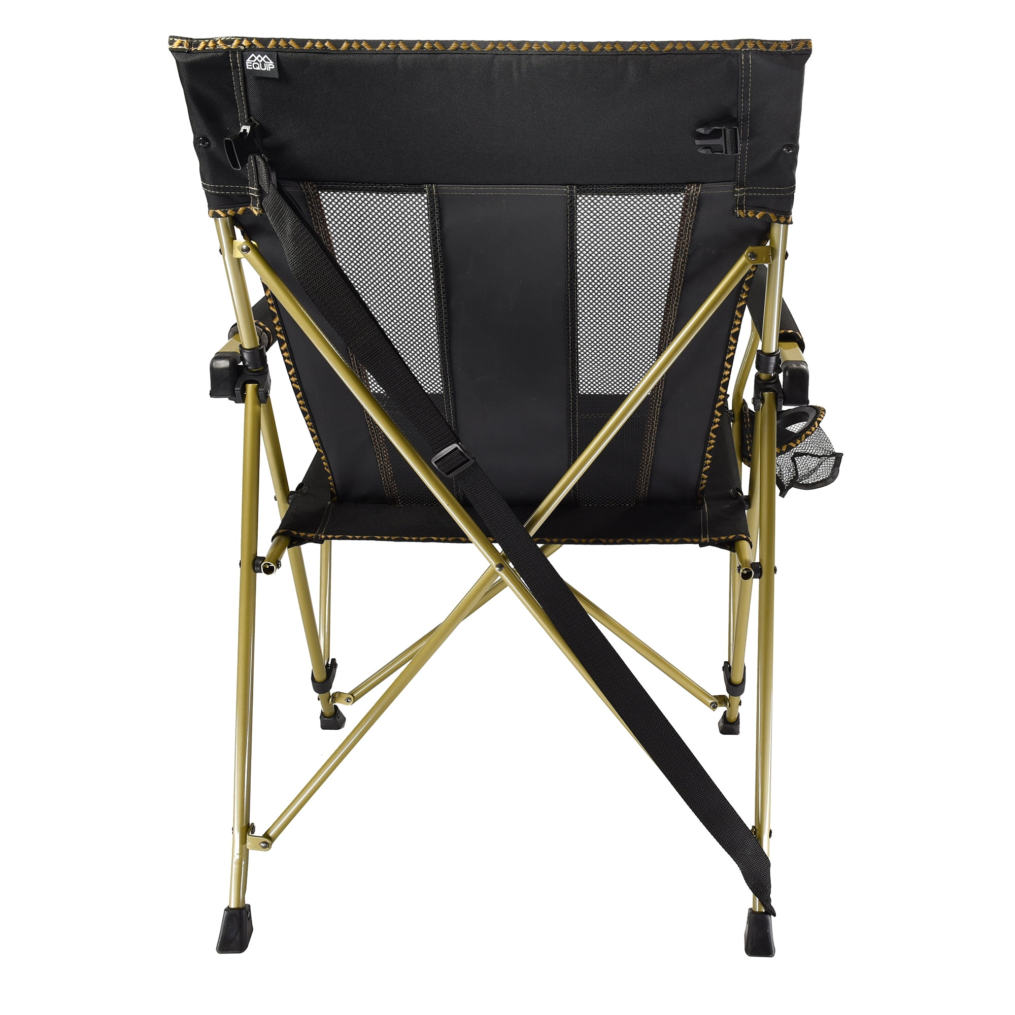 Equip Comfort Click XL Portable Outdoor Hard Arm Chair with Mesh Back and Cup Holder, 300 lb Capacity