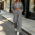 thumbnail image 6 of Brnmyaeo Sweatsuits for Women Long Sleeve Zip Up Crop Hooded Jacket Wide Leg Sweatpants Set 2026 Fall Fleece Lined 2 Piece Tracksuit Sets, 6 of 8