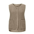 thumbnail image 6 of Womens Sherpa Vest Sleeveless Button Down/Zip Up Cropped Gilet Soft Fitted Fall Winter Warm Casual Jacket with Pockets, 6 of 8