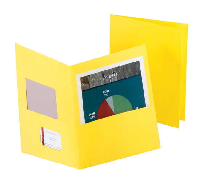 Pack of 25 8 1/2 x 11 inch School Smart 84897 Heavy Duty 2 Pocket Folder Yellow 