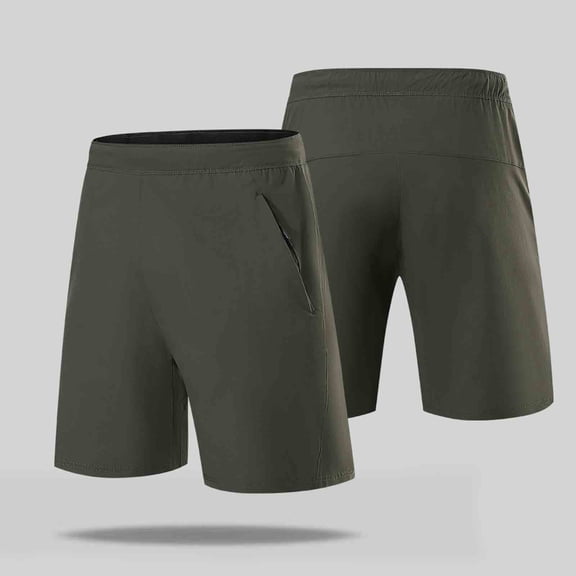 Qulqfy Mens Sweat Shorts Big & Tall Quick Dry Summer Outdoor Green Shorts Elastic Waist Zipper Shorts with Pockets for Men L
