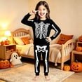 thumbnail image 2 of CAIVO Child 2 Piece Pajama Set Halloween Print Girls Sleepwear O-Neck Long Sleeve Tops And Pants Cozy Halloween PJ For Little Girls Soft Breathable, 2 of 3