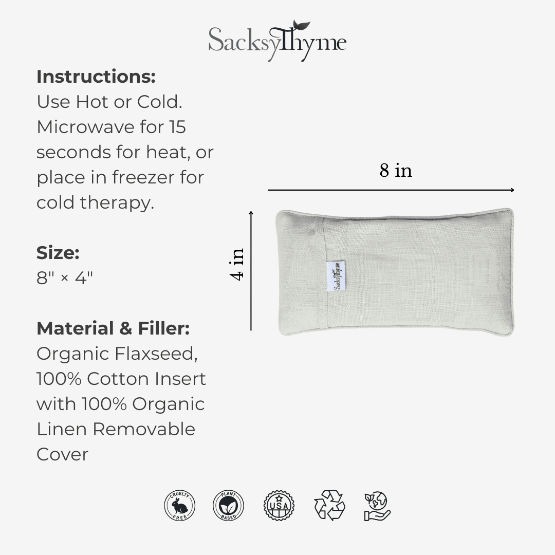 SacksyThyme Linen Eye Pillow, Flaxseed and Lavender - Stress Relief Eye Pillow, Microwave for Hot or Freeze for Cold Eye Compress, Heated Eye Mask for Meditation Yoga, Migraine, Sleep, Made in USA