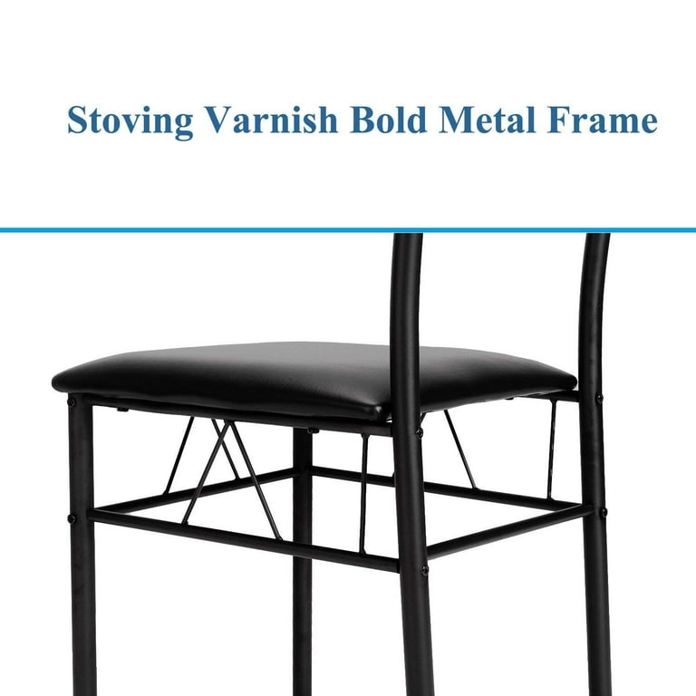 VECELO Compact 5-Piece Dining Set: Simple Glass Table Top