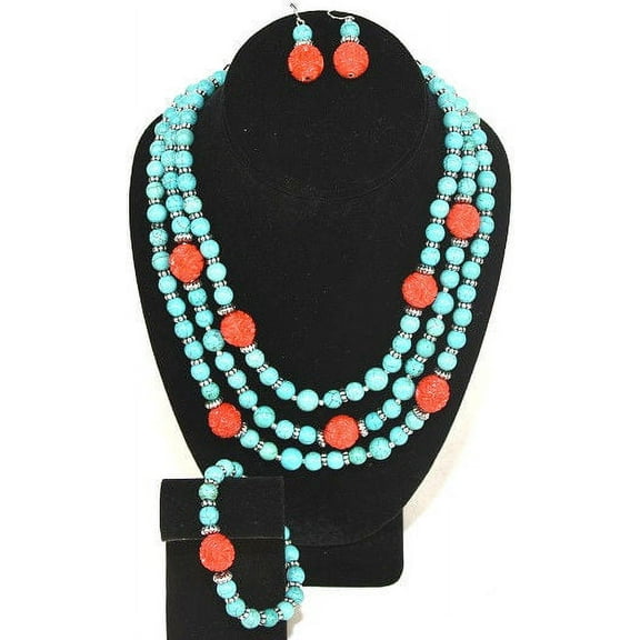 Lot of 60 Sets of Women's Beautiful Bold Turquoise Necklace, Bracelet & Earrings