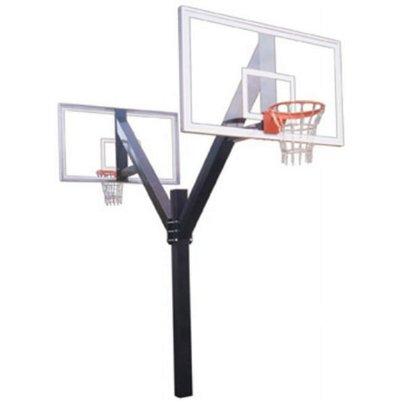 Legend Supreme Dual Steel-Acrylic Double Sided In Ground Fixed Height Basketball System, Kelly Green