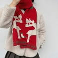 thumbnail image 2 of Lovzfmll Christmas Red Scarf for Women & Men, Cute Reindeer Pattern Soft Knitted Long Shawl Scarf, Fall Winter Holiday Gift, 2 of 3