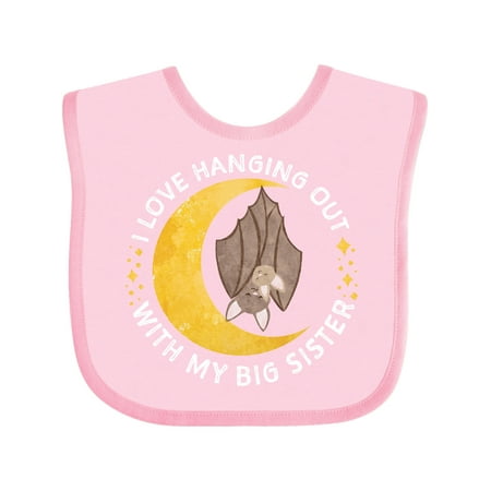 

Inktastic I Love Hanging out with My Big Sister Bats Gift Baby Boy or Baby Girl Bib