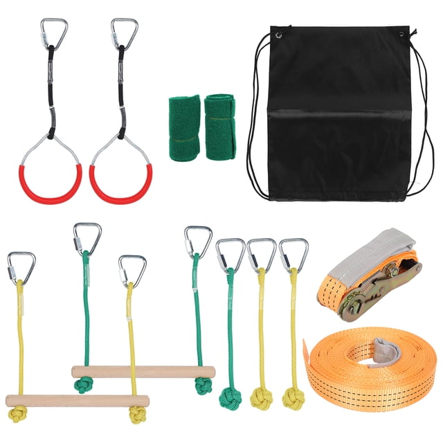 LHCER Kids Climbing Slackline,Children Climbing Set,Children Climbing Rope Set Anti-Slip Kids Obstacle Course Slackline Outdoor Fitness Equipment
