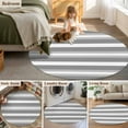 thumbnail image 5 of Round Rugs 4Ft, Grey Stripe Round Area Rug Washable Indoor Throw Carpet, Minimalist Farmhouse Striped Soft Non Slip Circle Rug for Kitchen Nursery Room Home Decor Aesthetic, 5 of 8