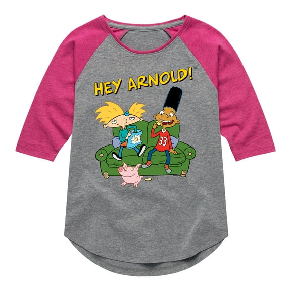 Hey Arnold! - Arnold, Gerald, and Abner - Toddler And Youth Girls Raglan Graphic T-Shirt