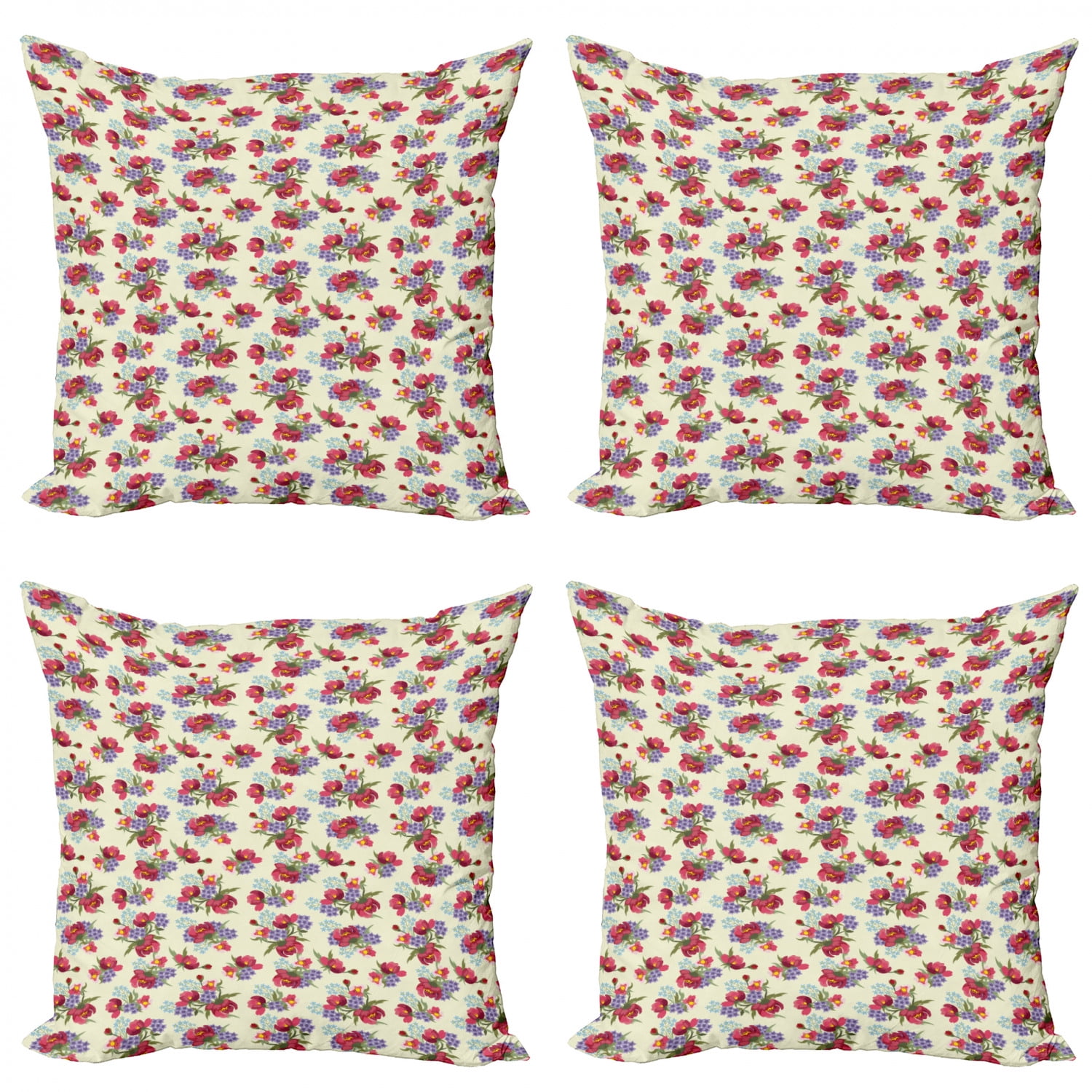 Botanical Throw Pillow Cushion Case Pack of 4, Flower ...