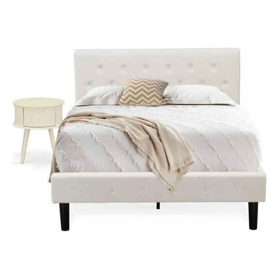 East West Furniture Nolan 2-Piece Wood Full Bedroom Set in White