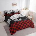thumbnail image 3 of Homewish Animal Bear 7 Pieces Bedding Comforter Set for Teens Boys Girls,Black Red Grey Full Bedding Set Lightweight,Geometric Plaid Fitted Sheet Flat Sheet,Luxury Bedroom Decor,Reversible, 3 of 8
