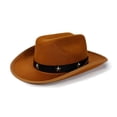 thumbnail image 4 of RUINIXCW Western Toddler Baby Girl Boy Cowgirl Hat Kids Cowboy Hat Felt Wide Brim Hats with Star Leather Belt Dessy Hats Themed Party Cap with String Wedding Party Costume, 4 of 8