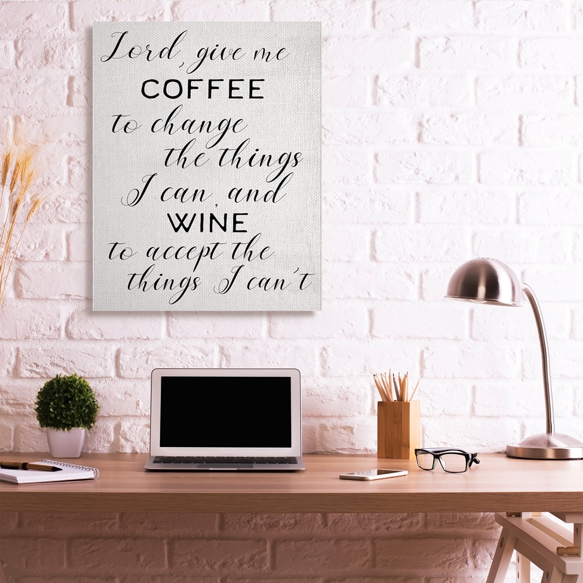 Stupell Industries Lord, Give Me Coffee and Wine Kitchen Phrase Inspirational Painting Gallery Wrapped Canvas Art Print Wall Art, 36 x 48