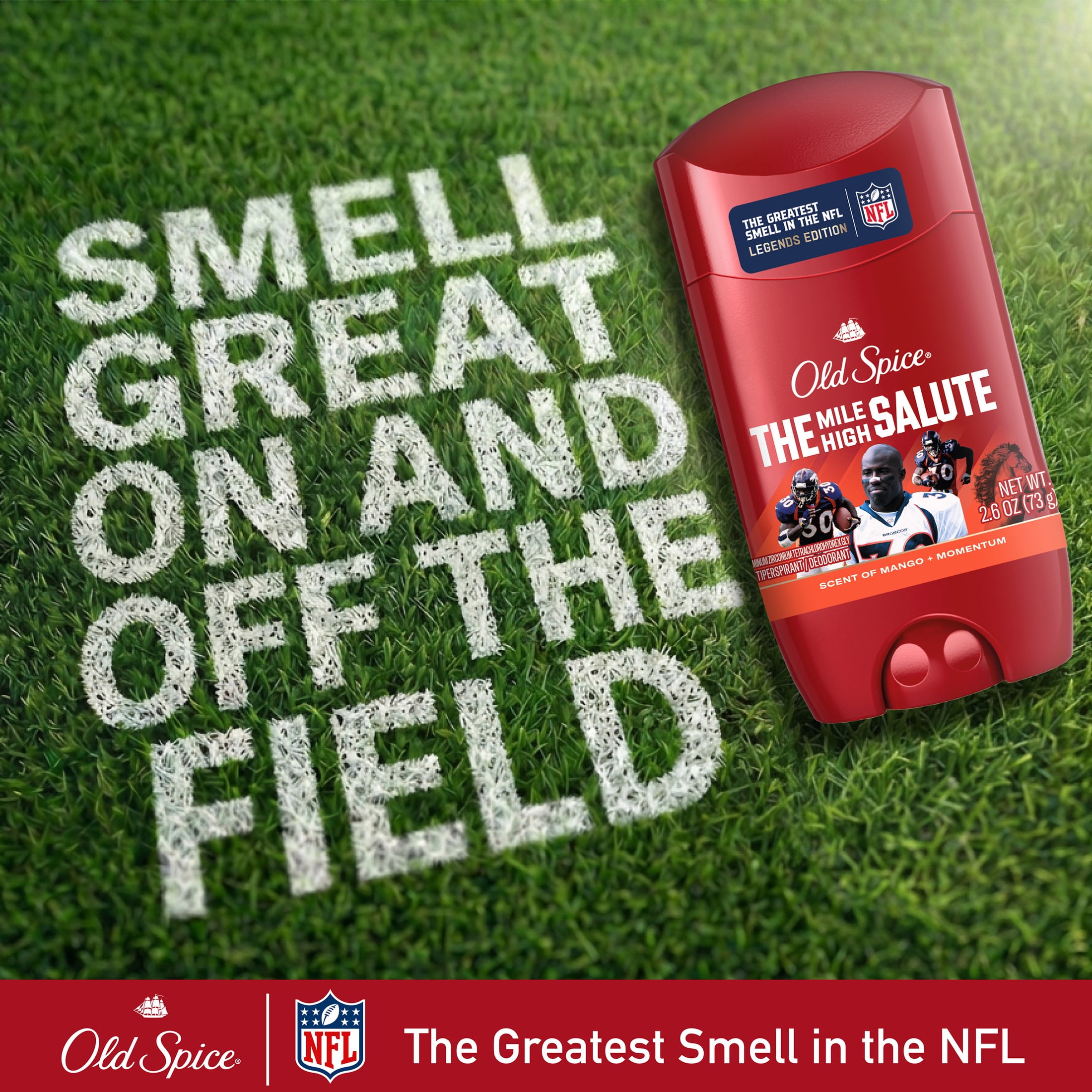 Old Spice Deodorant for Men, Antiperspirant, NFL Collection, Terrell Davis, Scent of Mango + Momentum, 2.6 oz
